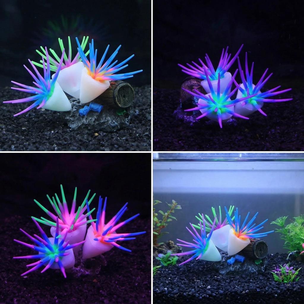 Silicone Soft Simulation 3 Anemones Aquarium Aquascape Ornamentation Non-toxic Does Not Hurt The Fish Fish Tank Decoration