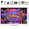 Neon music birthday party background cloth with colorful lighting effects suitable for indoor and outdoor activities 5