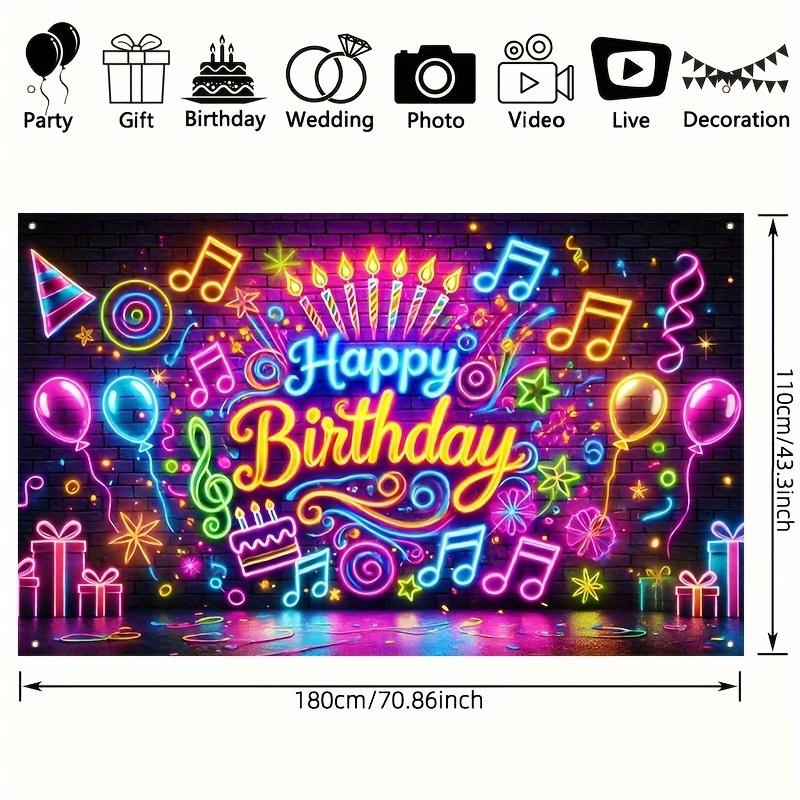 Neon music birthday party background cloth with colorful lighting effects suitable for indoor and outdoor activities 5