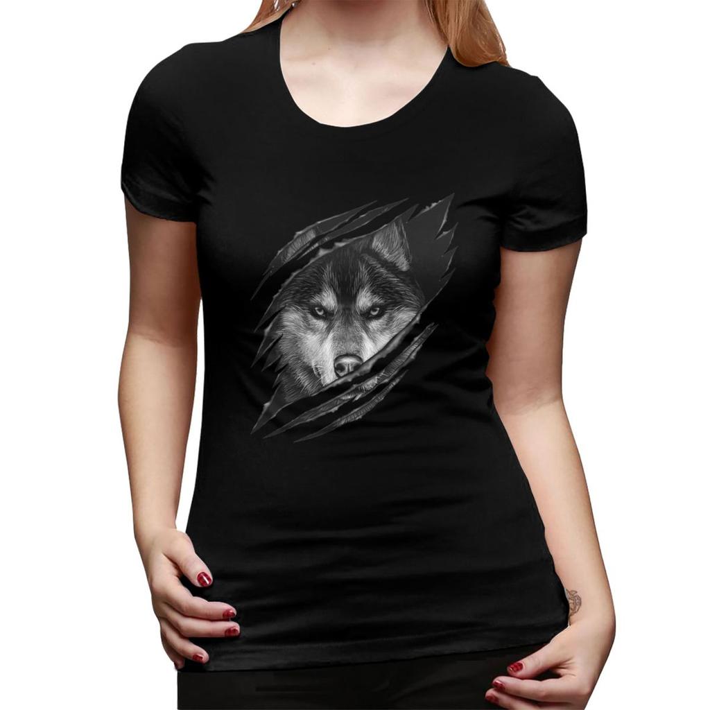 Cool Wolf RAR Design TShirt for Women Round Neck Streetwear T Shirts Womens Short Sleeve Summer Clothes Tops