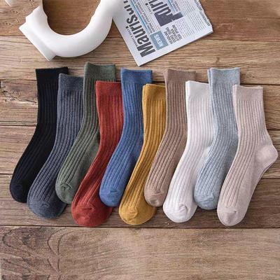 Chaussettes Tube Couleur Unie Coréennes - Coton Printemps/Automne Style JK Pile pour Femmes
