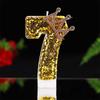 Large Gold 3D Digital Birthday Candle Crown Style Long Burning for Retirement Celebration Party Cake Decor