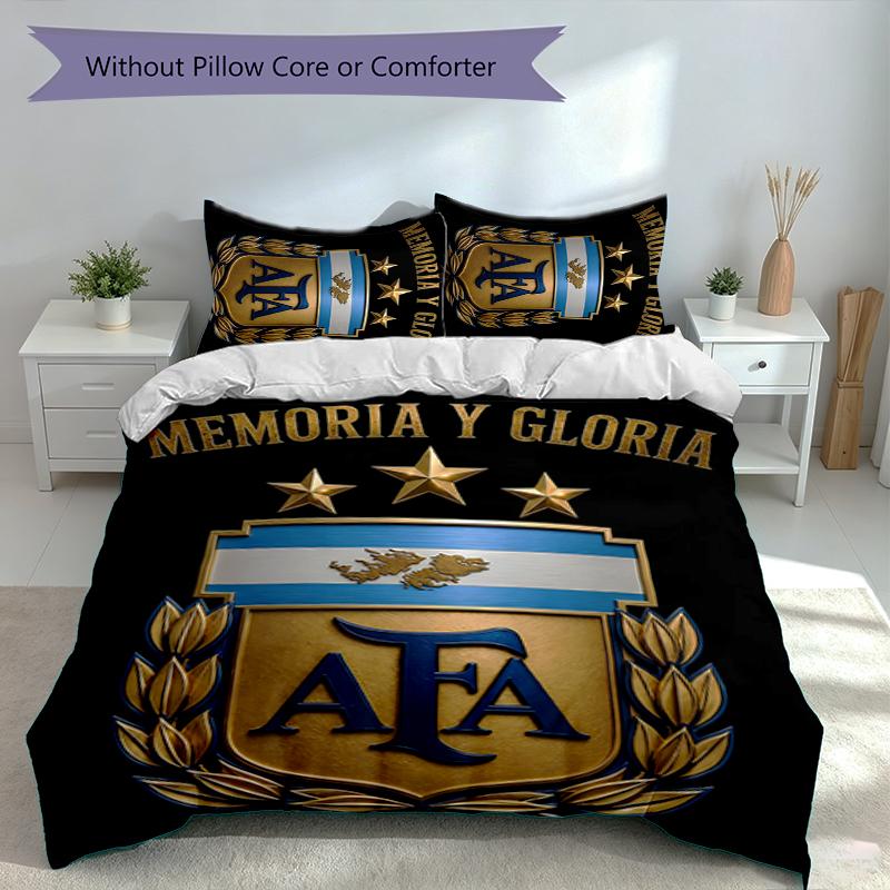 3pcs Argentina Football Duvet Cover Set, Includes 1 Duvet Cover and 2 Pillowcases,Skin-Friendly&Comfortable Fabric,Suitable Bedding Sets