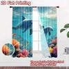 2D flat printing 2pcs Window Curtains Dolphins Coral Reef Ocean Life Digital Printed Polyester Drapes Family Party Decoration