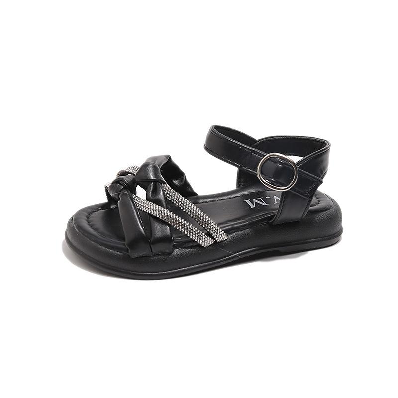Girls' Sandals2026Summer new style little girl's rhinestone open-toe soft-soled princess sandals student beach shoes