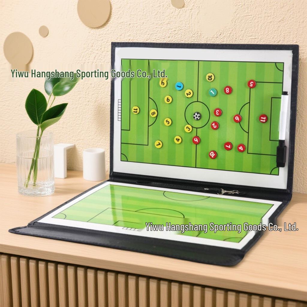 

Leather Folding Coaches Doublesided Magnetic Tactical Board for Volleyball, Basketball, and Football with Pen & Eraser