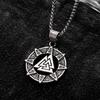 Men's Distressed Long Box Chain Necklace with Stainless Steel Rune Triangle Pendant