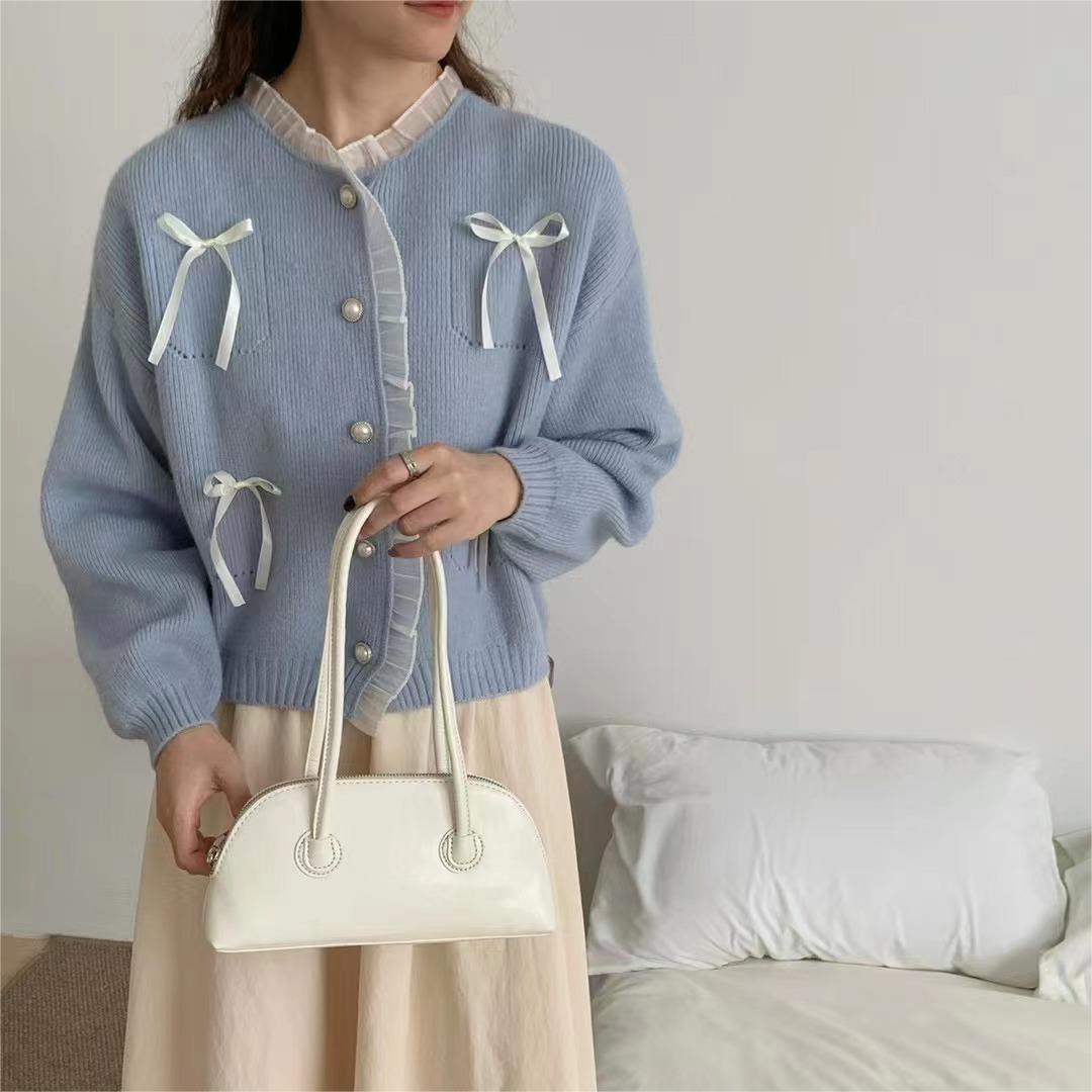 

Милый и нежный свитер с розовым бантом, вязаный топ, свитер в иностранном стиле, весенний свитер-жакет для женщин 2044-142 (average size) синий