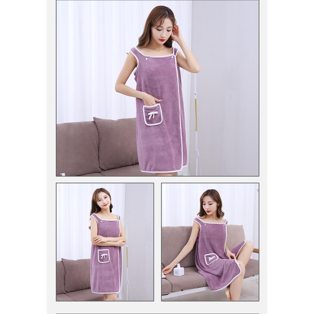 Coral Fleece Bath Skirt Wearable Wrap Home Bath Robe Adult Women Thickened Absorbent Towel Bath Dress