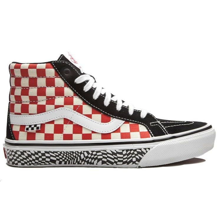 Vans Skate Sk8-Hi Reissue Grosso 84 - Red Checkerboard Men Sneakers Black VN0A5KYR428