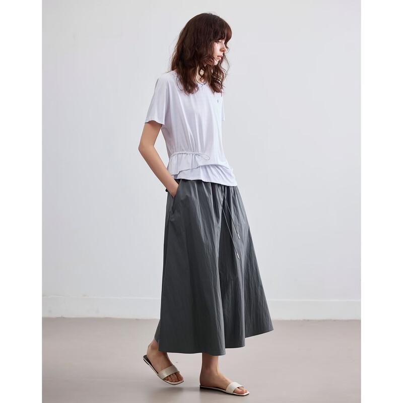 Demana Cloud Cotton Series Color-Block Drawstring A-Line Long Skirt XL