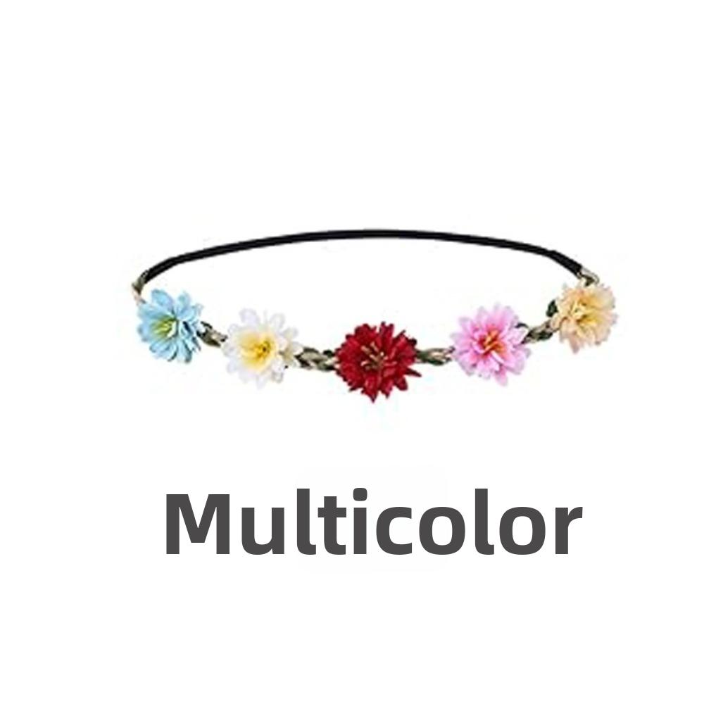 Hand Woven Flower Crown Pink Rose Bohemia Garland Headpiece  for Girls Women