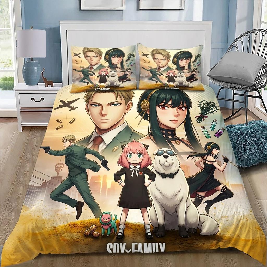 Anime Spy X Family Bedding Set Kawaii Loid Forger Duvet Cover Cute Bed Set Twin Queen Size Kids Bedroom Decor