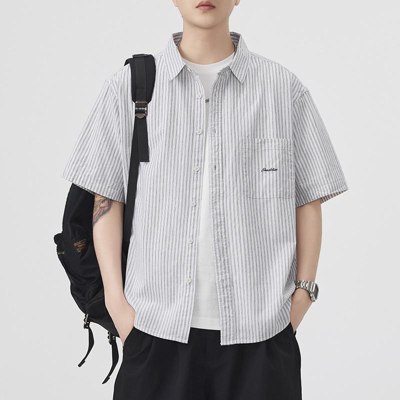 Summer Thin Japanese Retro Short-sleeved Shirt Men's American New Loose Mid-sleeved Shirt
