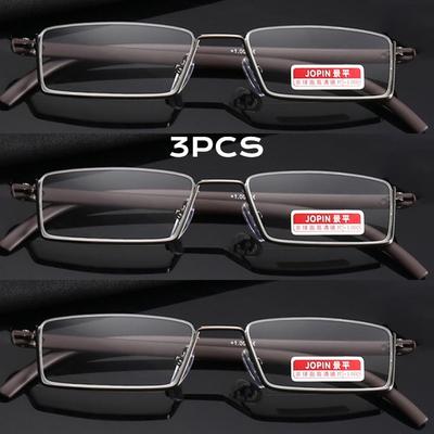 3PCS Metal Anti-Blue Light Reading Glasses Men Half Frame Prescription Eyeglasses Male Reading Glasses +1.0+1.5+2.0+2.5+3.0+3.5