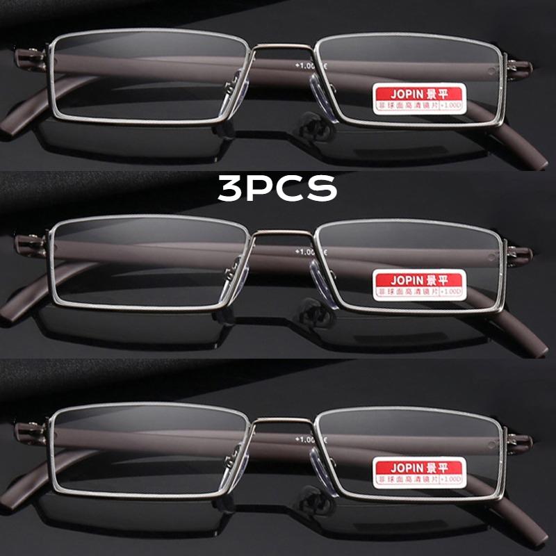 

3Pcs Metal Anti-Blue Light Reading Glasses Men Half Frame Prescription Eyeglasses Male Reading Glasses +1.0+1.5+2.0+2.5+3.0+3.5 +1.0