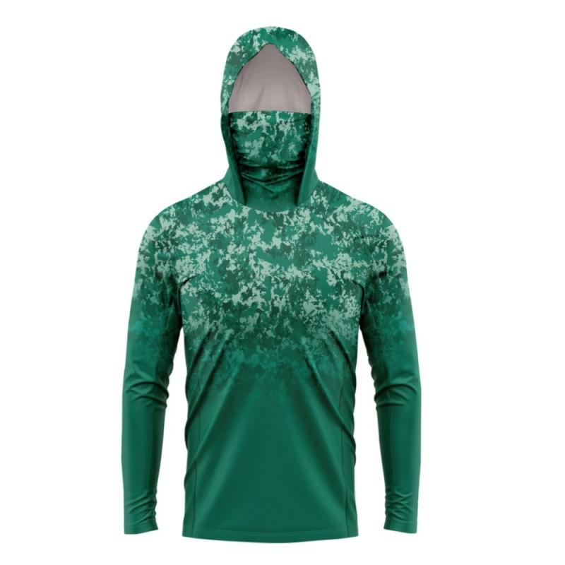 Quick-Dry Breathable Fishing Hoodie With Face Cover Milk Silk Fabric UV Protection Outdoor Angling