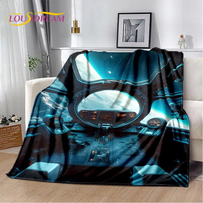 Spaceship  Spacecraft Universe UFO Blanket,Flannel Soft Throw Blanket for Home Bedroom Bed Sofa Picnic Office Hiking Kids Cover