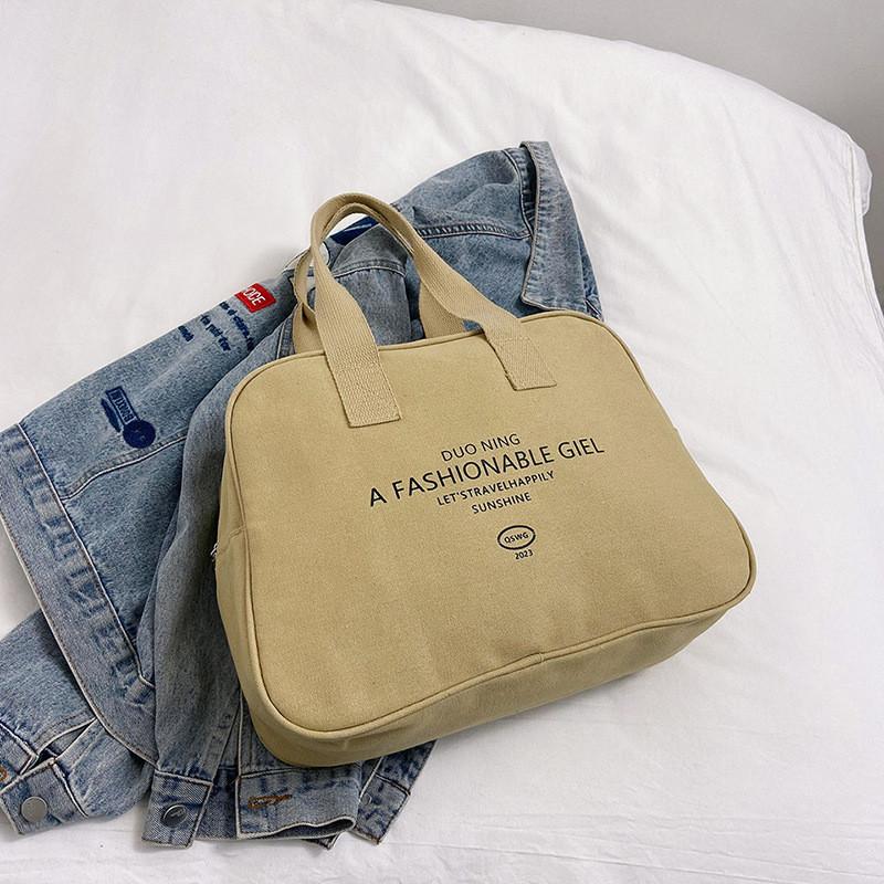 

Stylish Canvas Tote Bag For Women Large Capacity Trendy Letter Print Design Ideal For Daily Use хакі