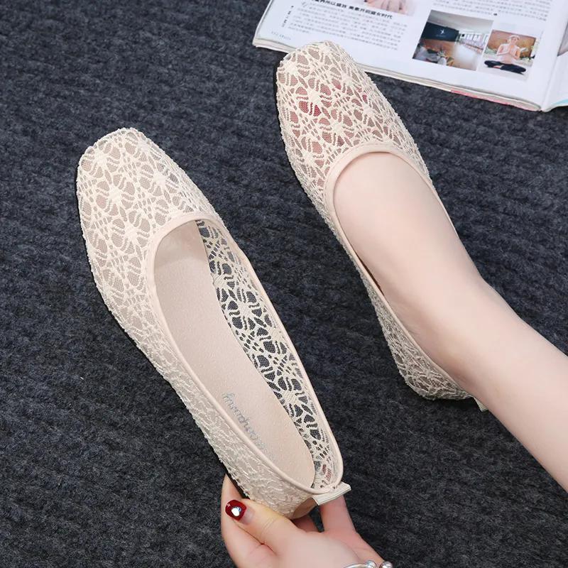 Women Hollow Breathable Cloth Shoes Ladies Soft-soled Non-slip Sandals Round Head Breathable Comfortable Footwears