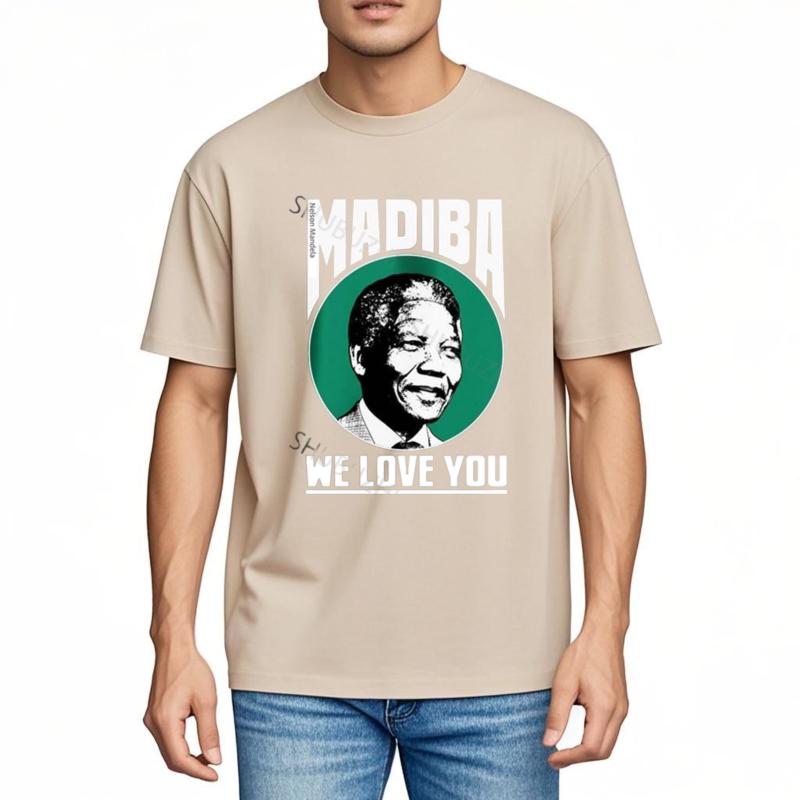 Pánské luxusní bavlněné tričko NELSON MANDELA Pocta pánské tričko Pánské letní volné topy Pro něj Větší velikosti Tričko Trendy tričko