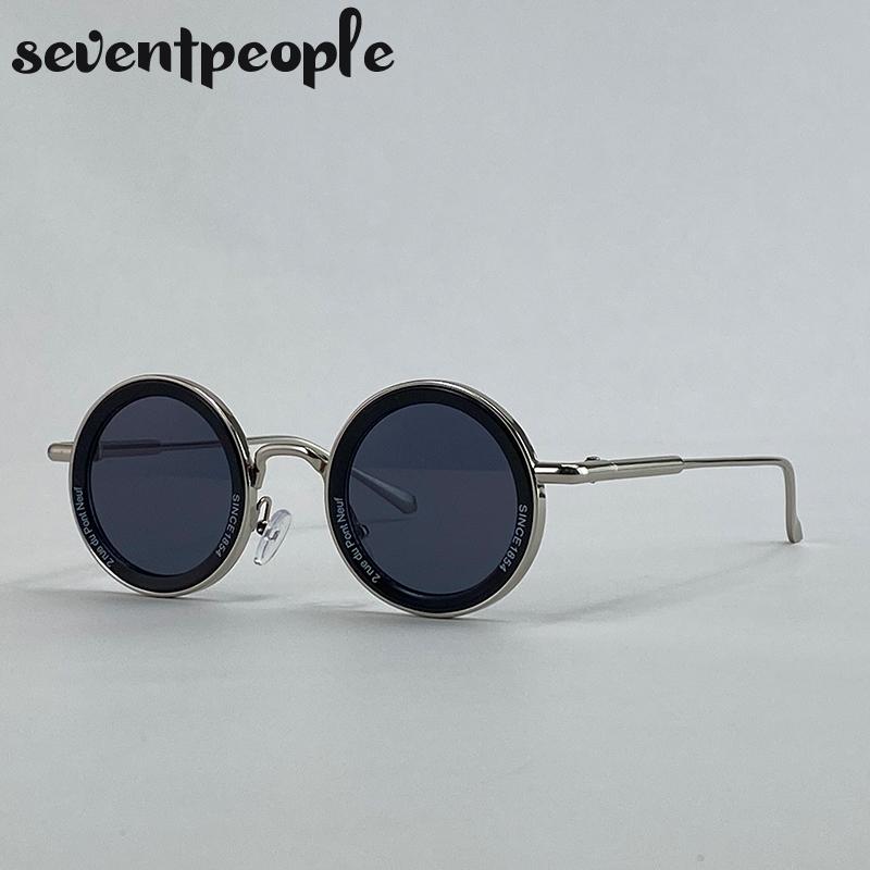 Steampunk Small Frame Round Sunglasses Men Luxury Brand Vintage Metal Sunglass For Ladies Classic UV400 Protection Shades