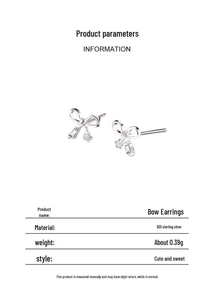 S925 Sterling Silver Bow & Star Stud Earrings - Simple, Versatile, Sweet, High-End Style for Women