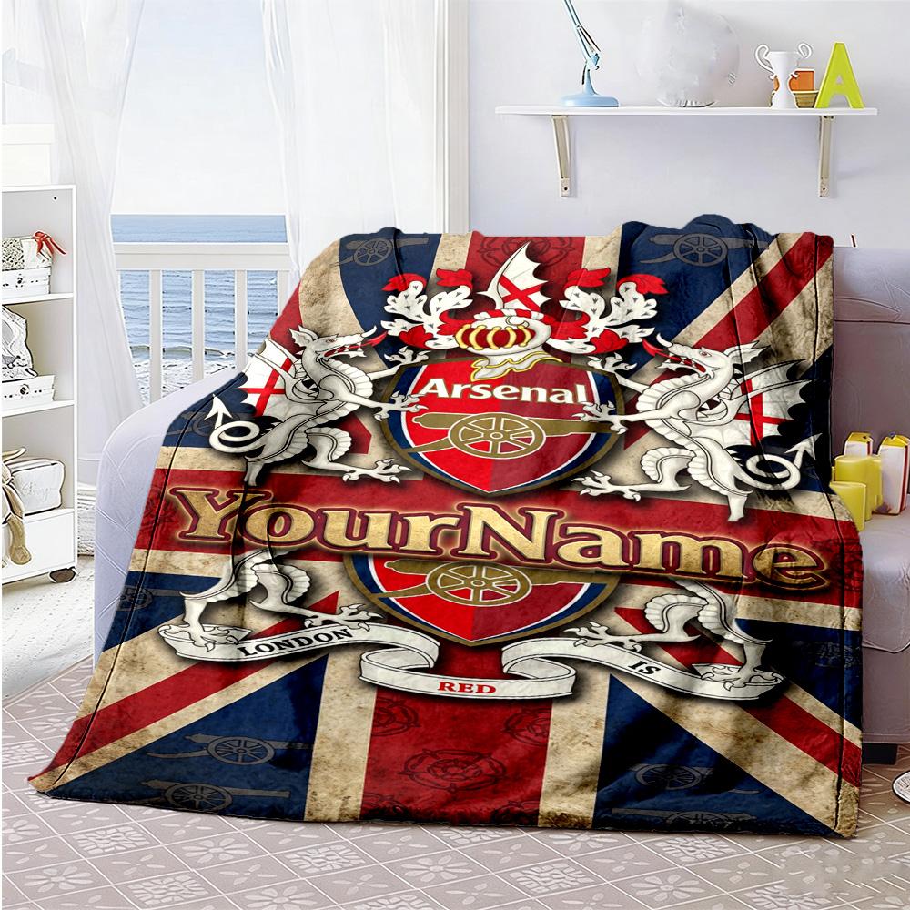 Arsenal Personalized Text Blanket Multi-purpose Personalized Blanket Durable Comfort Throw For Couch Home Decor Office Picnics All-Season Use