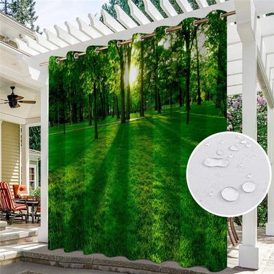 Rideau d'extérieur imperméable Impression numérique Paysage Rideau Porte coulissante Hall Pergola Véranda Taille Rideaux Fabriqués en Polyester