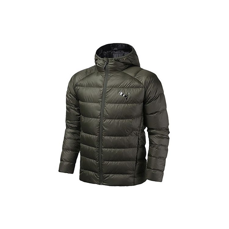 

Пуховик Puma Pwrwarm Logo с капюшоном, мужская верхняя одежда, темно-зеленый 580902-70