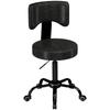 Rolling Stool, Height-Adjustable Salon Chair Made of PU Leather with Padded Seat, Backrest and Casters, Black