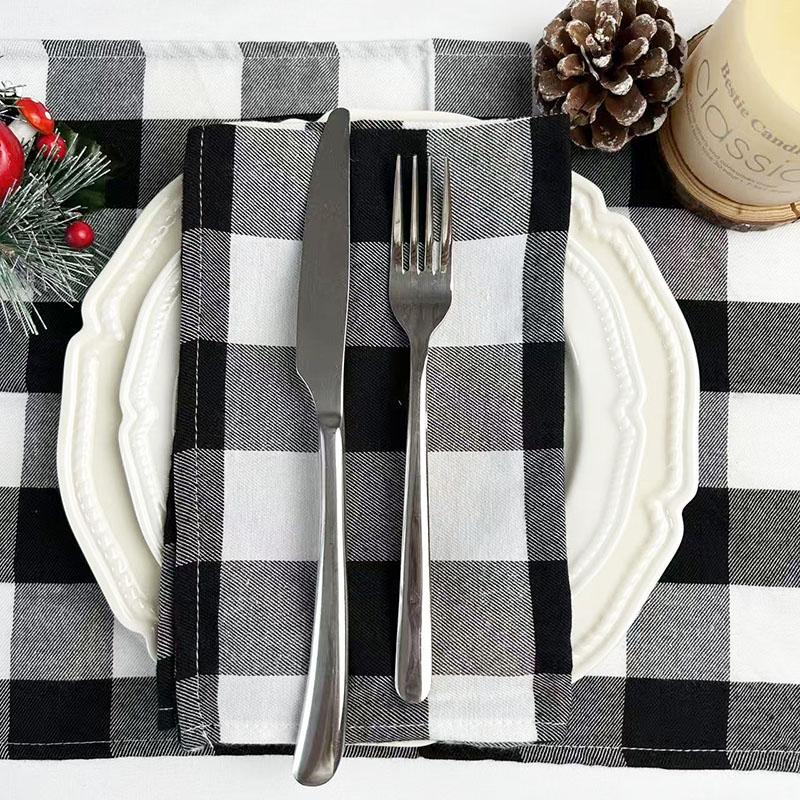 12Pcs 30x45cm Christmas Plaid Cloth Napkins,Washable Reusable Cloth Table Dinner Napkins for Wedding,Parties,Dinner Celebration