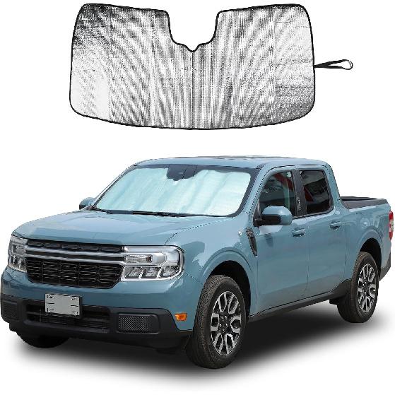 Windshield Sunshade Fit for Ford Ranger Maverick 2022-2024, Folding Car Sun Shade for Front Window, Auto Sun Protection Visors Blocks UV Rays and