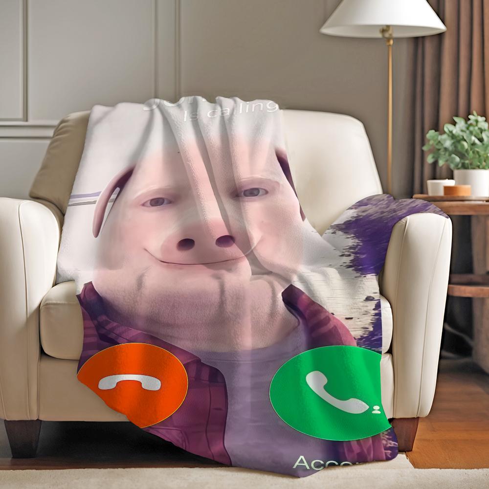Coperta Stampata Moda John Pork Per Divano Ufficio Letto Aereo Viaggio Dormire Leggere Rilassarsi Campeggio Morbida E Calda