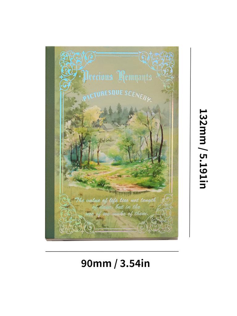 PET Sticker Material Package Aurora Sheet Feather Series European and American Retro Landscape Handbook DIY Decorative Stickers