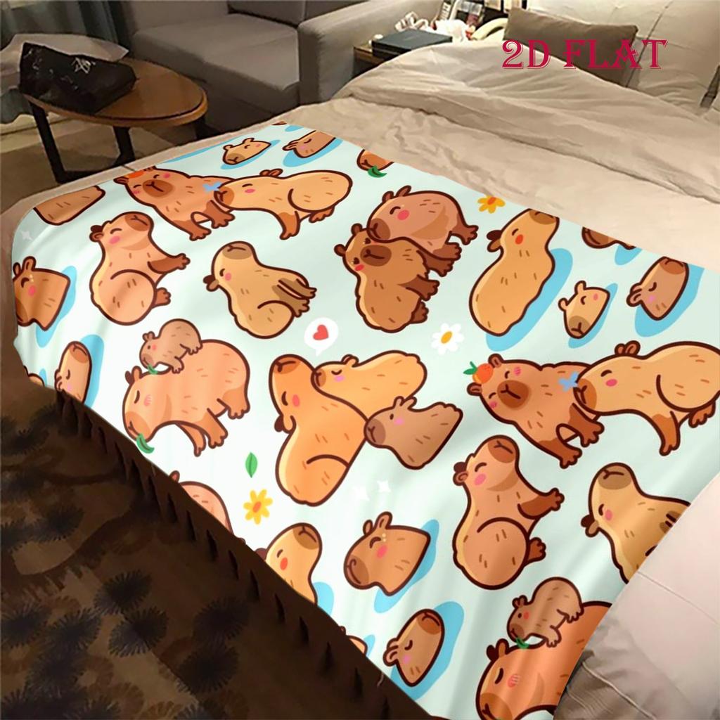 Adorable Capybara Patterns blanket Soft and comfortable Camping trip Office rest blanket Air conditioning blanket Machine washable