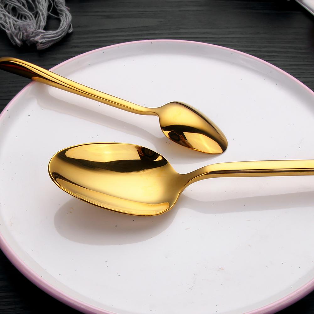 6/16/20/24/28Pcs Gold Tableware Stainless Steel 304 Cutlery Set Mirror Dinner Set Western Knife Fork Spoon Elegant Flatware