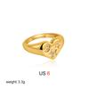 Classic Zircon Inlaid Star Moon Women'S Fashionable Polished Heart-Shaped Ring Exquisite Jewelry New Style