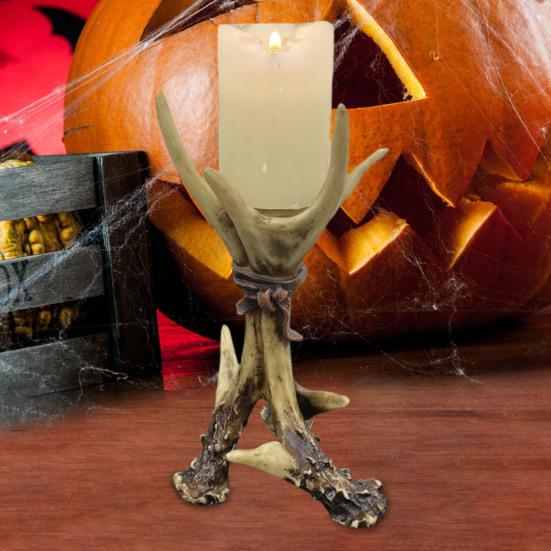 Deer Antler Candlestick Ornament Resin Crafted Artistic Design Figure Artisanal Candlestick Decor
