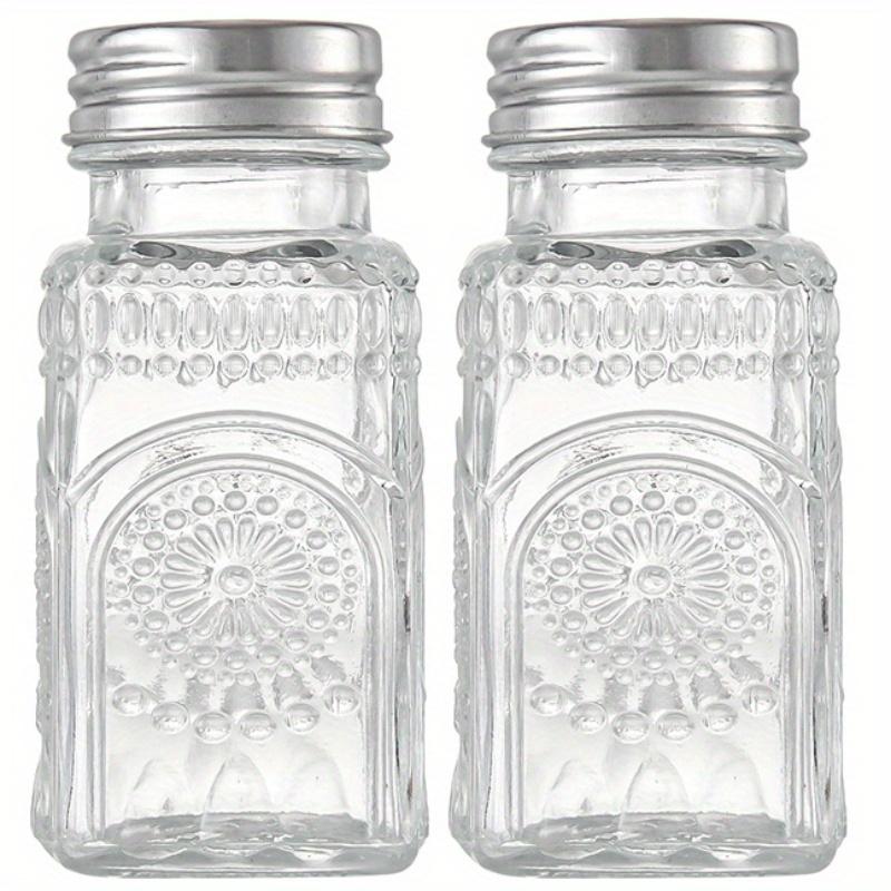 Set of 2 Vintage Glass Shakers for Salt and Pepper, Featuring A Glass Base and Stainless Steel Lid, Ideal for Kitchen Use, Dining Tables, Rvs, Camping