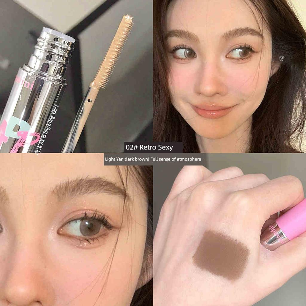 Korean Style Brown Eyebrow Cream Women's Light Color Waterproof Long Lasting Fadeless Wild Eyebrows Eyebrow Cream Float Eyebrow Pencil Two-in-One
