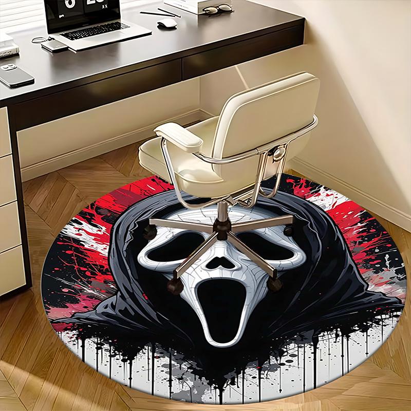 Scream Mask,Horror Icon Chair mat Round Rug Office carpet, Machine Washable, Non slip, Suitable for Living Rooms, Bedrooms