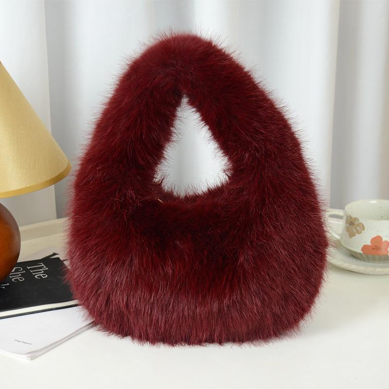 New imitation fox hair Korean version of cute fashion dumpling bag Internet celebrity trend