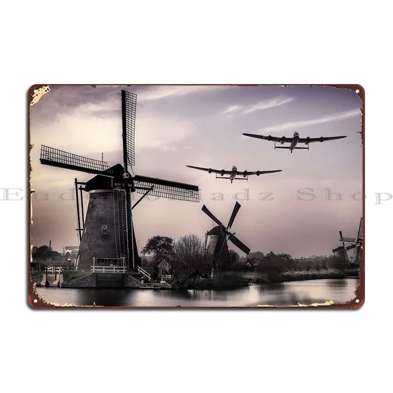 

Lancaster Bombers Over The Dutch Mills Metal Sign Pub Plaques Cave Custom Classic Tin Sign Poster 20x30cm