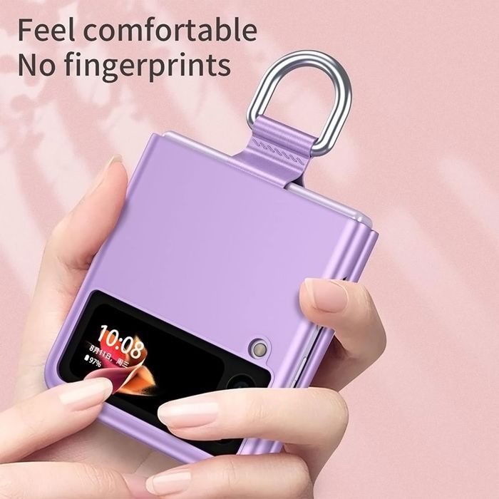 Hülle - BOOLING - für Samsung Z Flip 4 - Harter Schutz - Ring - Violett