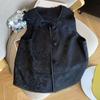 Vintage Chinese Jacquard Vest Jacket Women Spring Summer Rose Button Sleeveless Waistcoat Chic Female Top