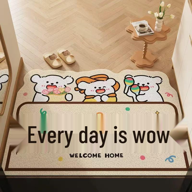 Cute Cartoon PVC Doormat: Non-slip, Dirt-resistant, Cuttable Foot Mat for Home Entrance