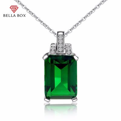 Colgante de lujo Chapado en plata 925 de Color esmeralda, accesorios de compromiso de boda, Collar para mujer, joyería de fiesta