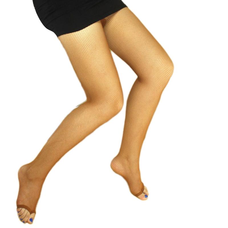 Womens Without Toes Sheer Fishnet Pantyhose Toeless See Through Small Mesh Net Latin Dance Tights Stockings Hosiery