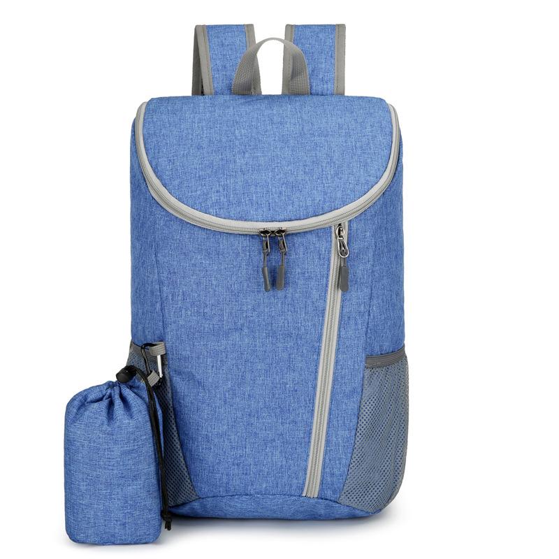 Blue Outdoor Backpack New Grey Unisex Large Capacity Folding Storage Bag Dacron Solid Colour Lightweight Waterproof Travel Knapsack